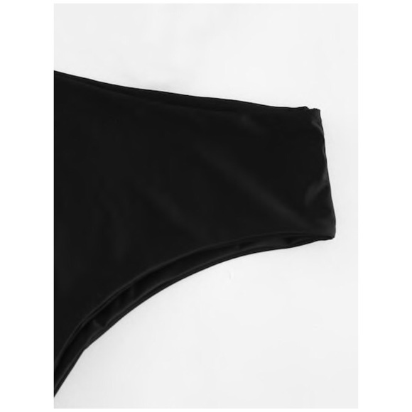 Black Bow Knot Plunge Bikini Swimsuit - Picture 5 of 6